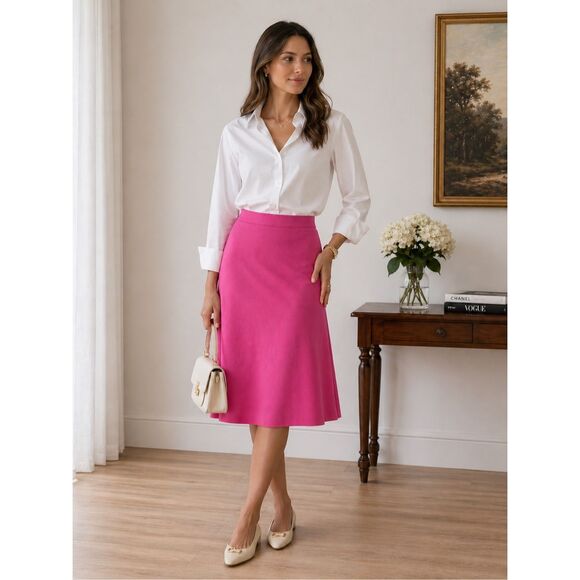 Valentino Dresses & Skirts - Valentino Womens Pink Elastic High Waist A-Line Knit Midi Skirt Size 6